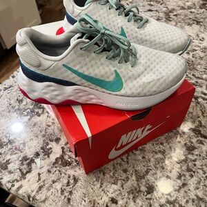 Nike Renew Athletic Shoes - White and Teal